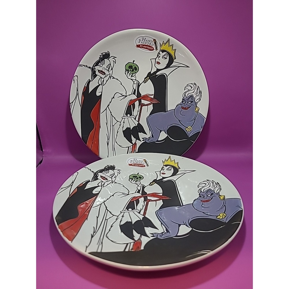 Disney‎ Villains Ursula, Evil Queen, Cruella Dinner Plates ZRIKE Set Of Two